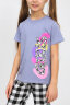 Пижама с брюками для девочки 91240 для девочки (футболка, брюки) голубой/черная клетка