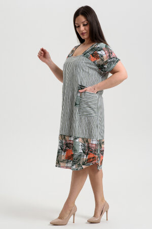 Платье женское 9253 пальмы хаки