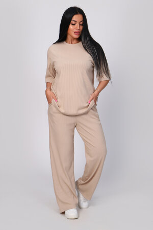 Женский костюм с брюками 78524 бежевый