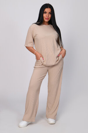 Женский костюм с брюками 78524 бежевый