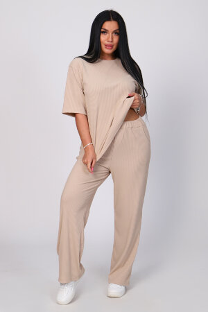 Женский костюм с брюками 78524 бежевый