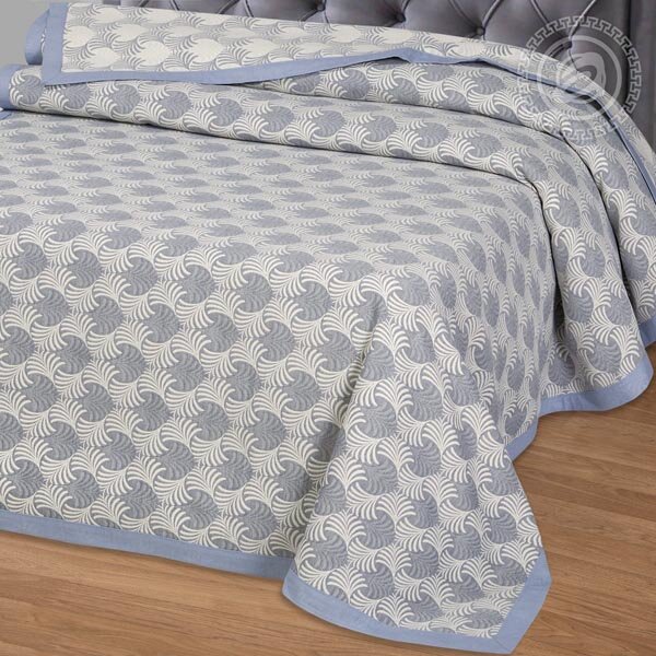 Покрывало Сара сине-серая, жаккард