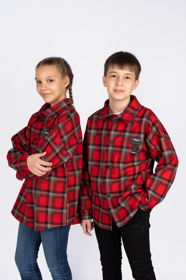 Детская рубашка для мальчика 62278 красная клетка