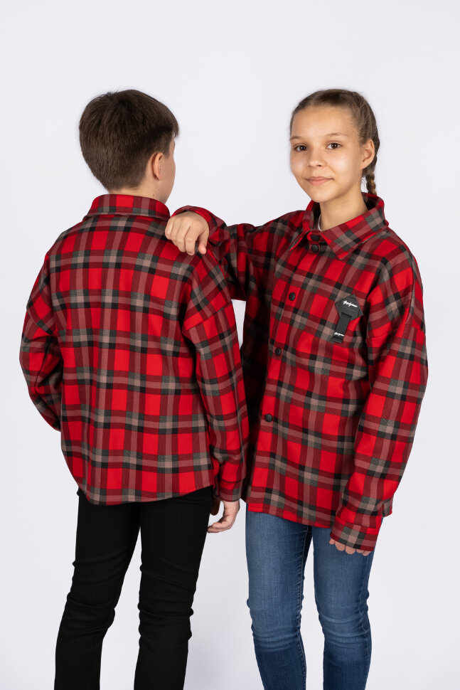 Детская рубашка для мальчика 62278 красная клетка