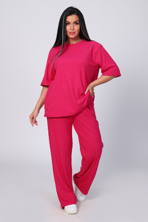 Женский костюм с брюками 78524 малиновый