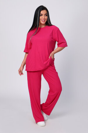 Женский костюм с брюками 78524 малиновый