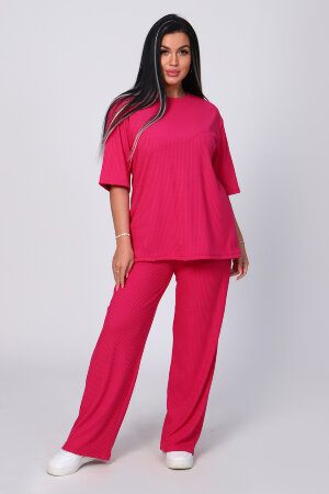 Женский костюм с брюками 78524 малиновый