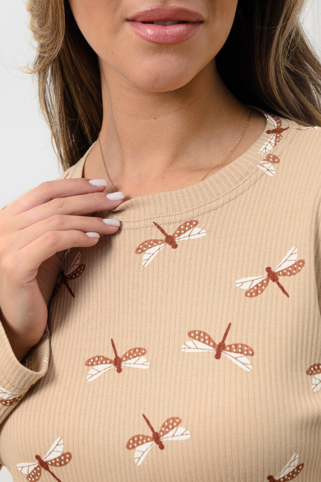 Женский костюм с брюками 18079 бежевый