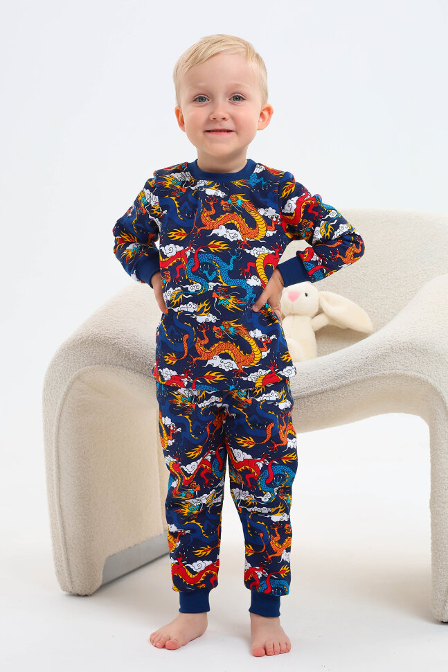 Пижама с брюками для мальчика Заря темно-синий