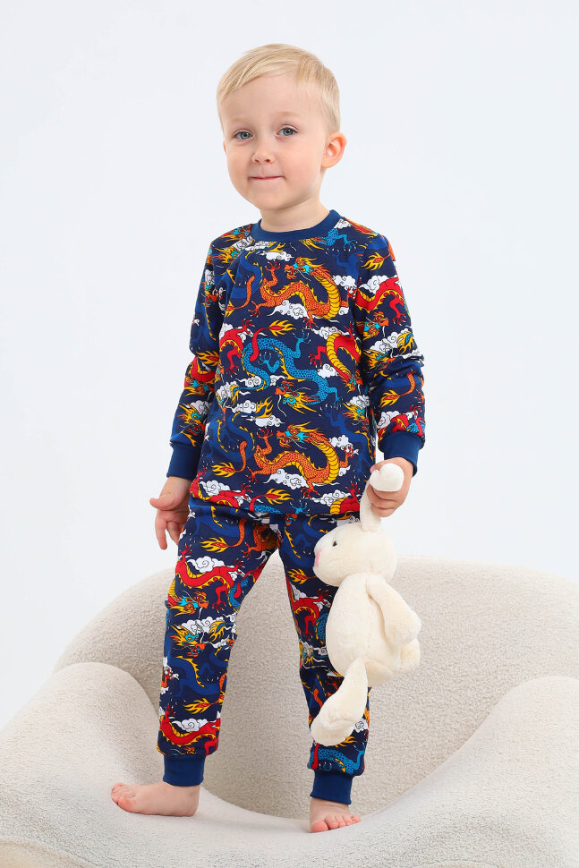 Пижама с брюками для мальчика Заря темно-синий