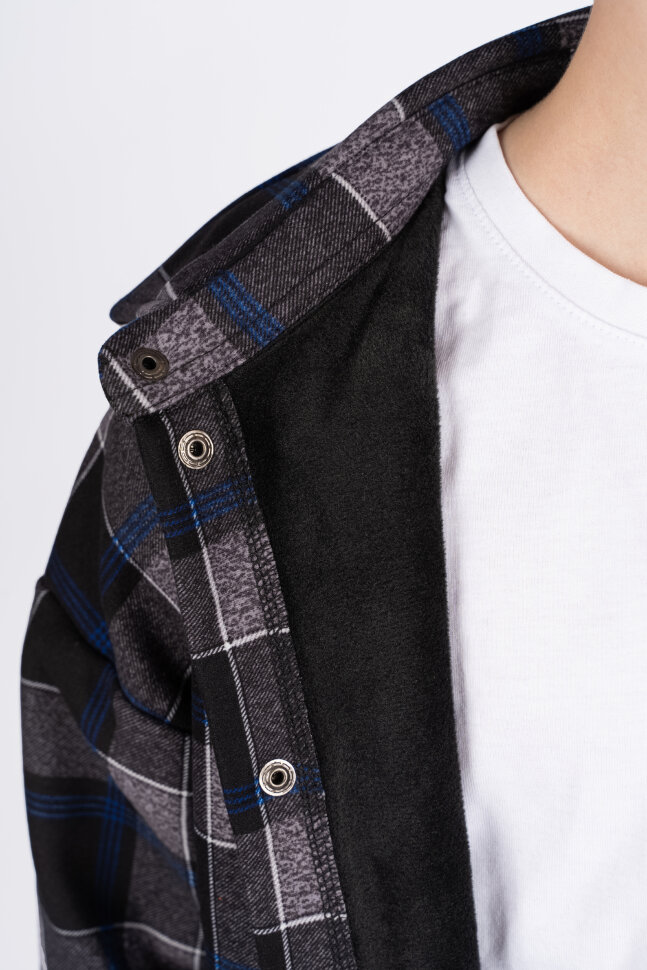 Детская рубашка для мальчика 62278 серо-синяя клетка