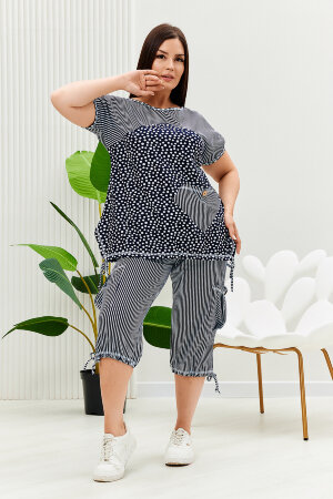 Женский костюм с бриджами 9204 полоса горошек