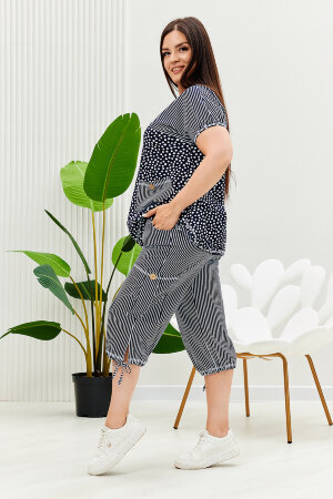 Женский костюм с бриджами 9204 полоса горошек