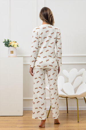 Женский костюм с брюками 18079 молочный