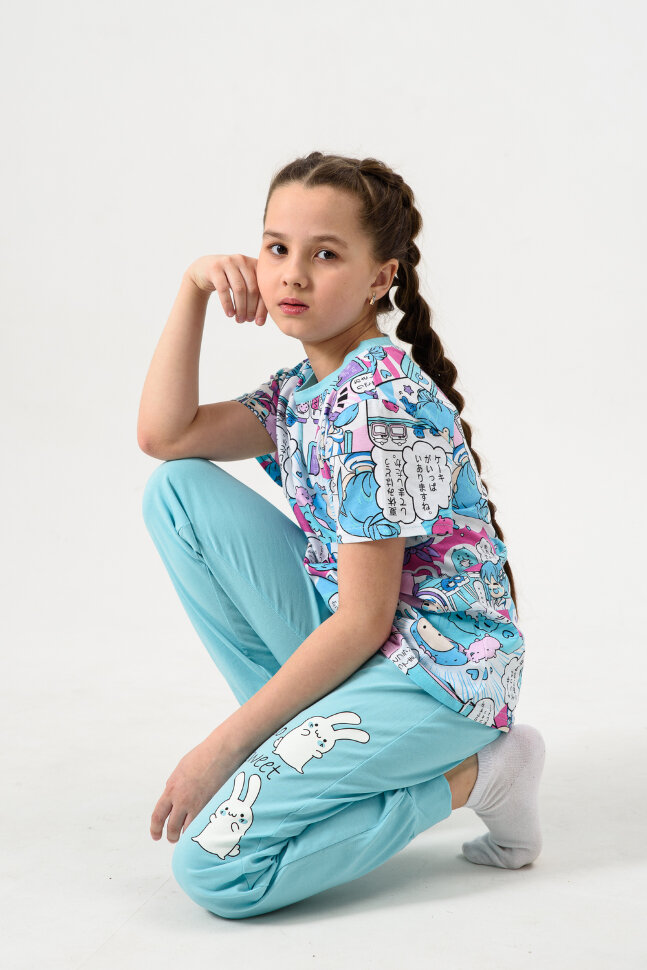 Пижама с брюками для девочки Киношка Аниме короткий рукав