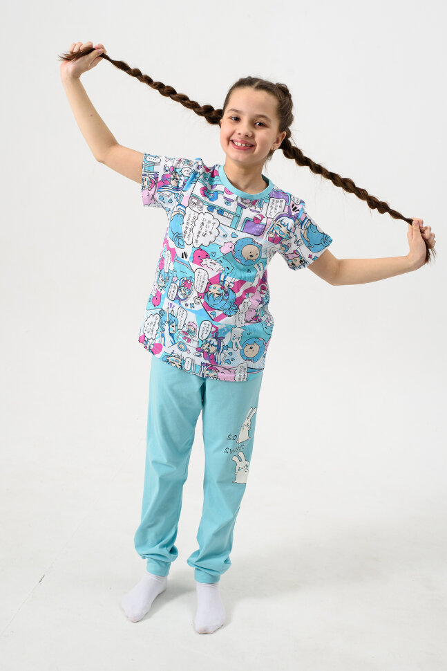 Пижама с брюками для девочки Киношка Аниме короткий рукав