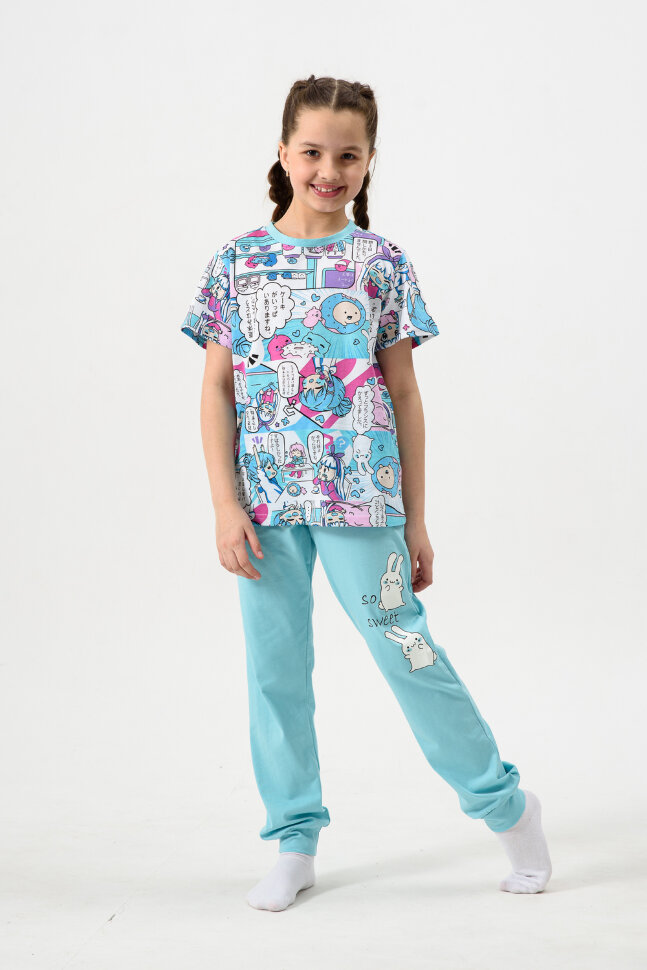 Пижама с брюками для девочки Киношка Аниме короткий рукав