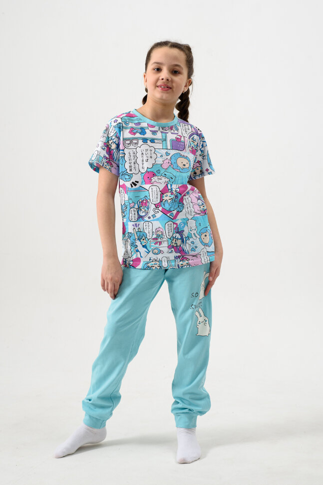 Пижама с брюками для девочки Киношка Аниме короткий рукав