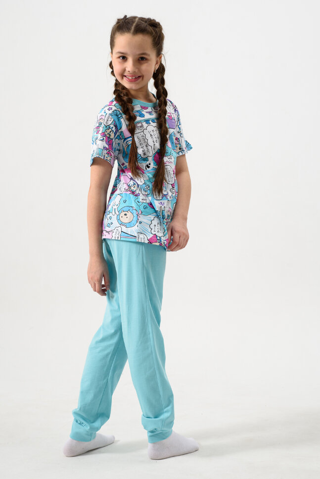 Пижама с брюками для девочки Киношка Аниме короткий рукав