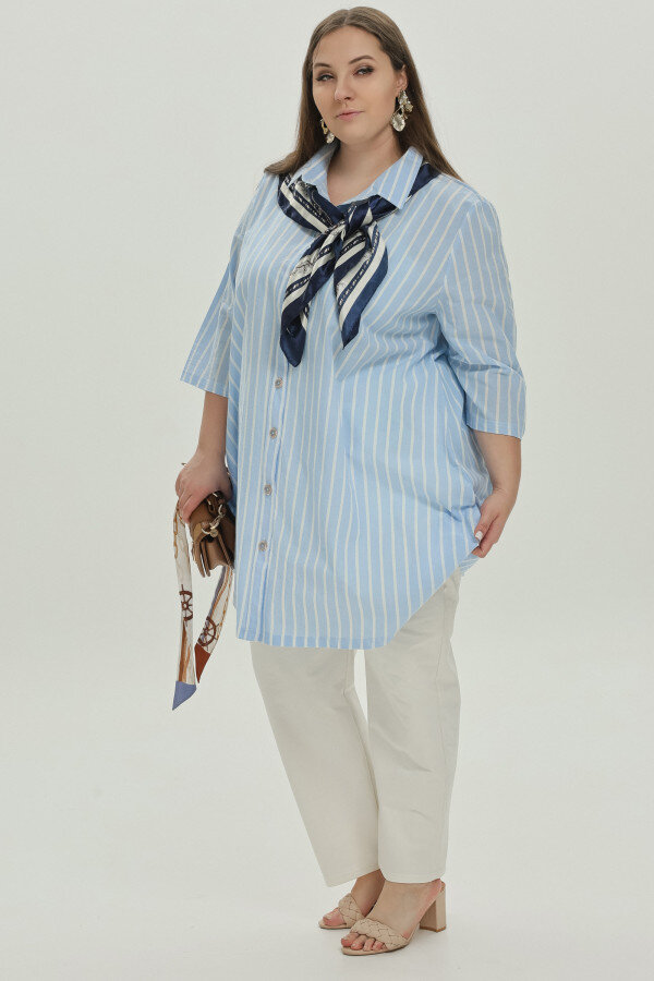 Рубашка Адлер голубая полоска