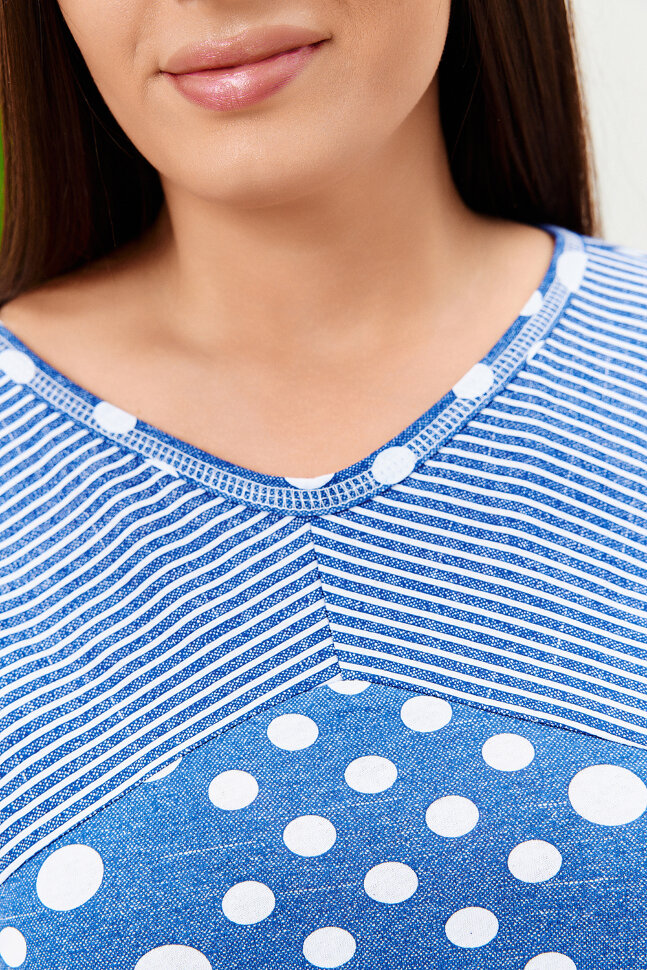 Женский костюм с бриджами 9204 полоса горох джинс