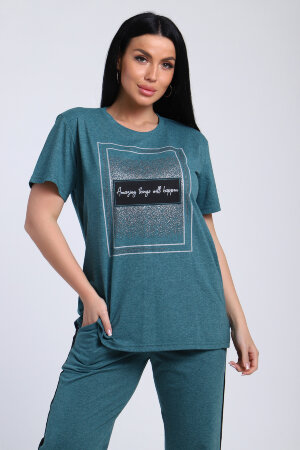 Женский костюм с брюками 65061 зеленый