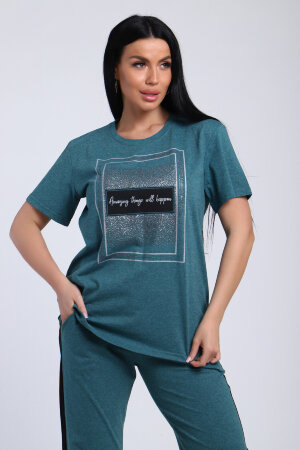 Женский костюм с брюками 65061 зеленый