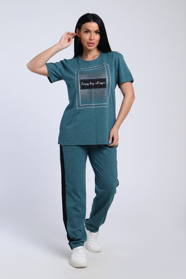 Женский костюм с брюками 65061 зеленый