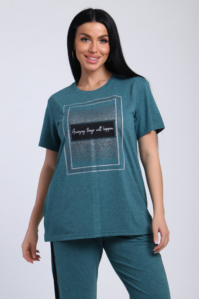 Женский костюм с брюками 65061 зеленый