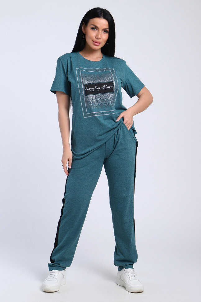 Женский костюм с брюками 65061 зеленый