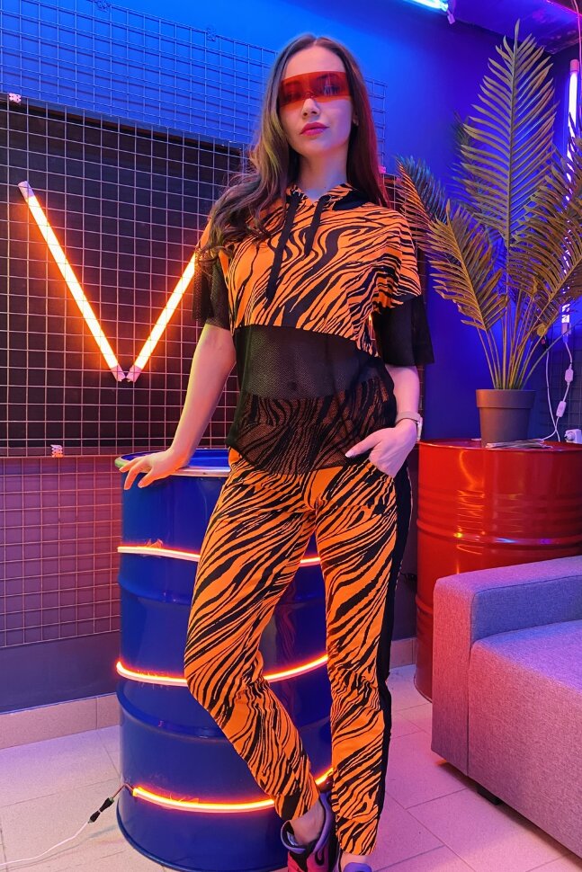 Женский костюм с брюками 8055 оранжевый