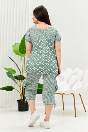 Женский костюм с бриджами 9204 полоса горох хаки