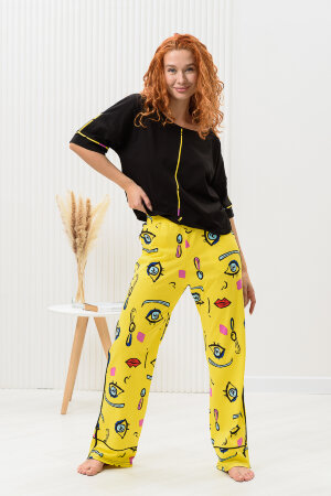 Женский костюм с брюками 8436 желтый