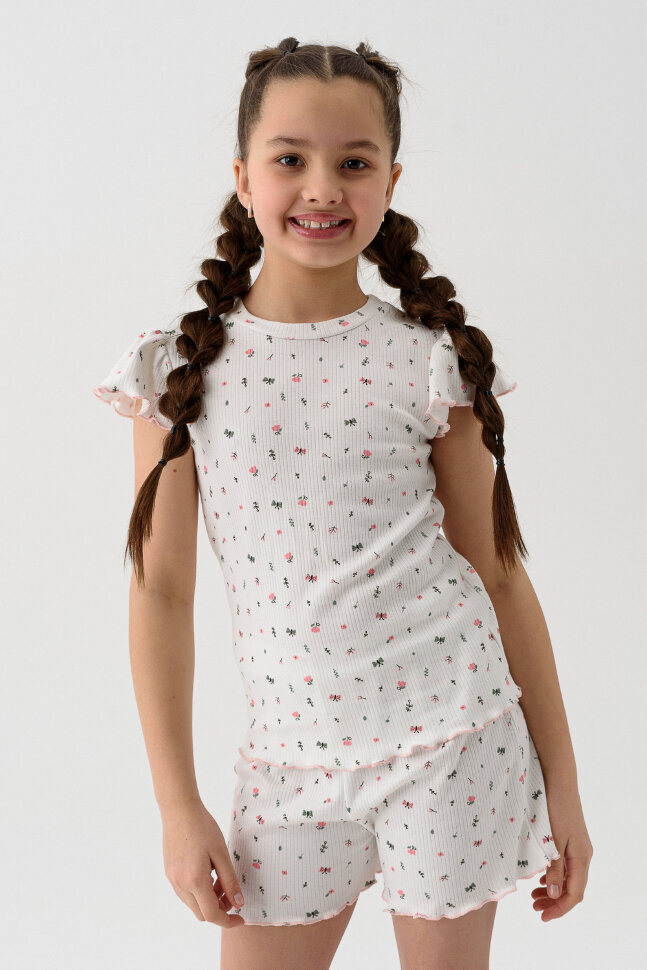 Пижама с шортами для девочки Заоблачные сны экрю