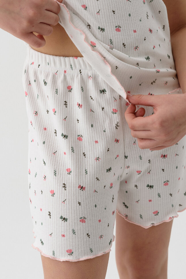 Пижама с шортами для девочки Заоблачные сны экрю