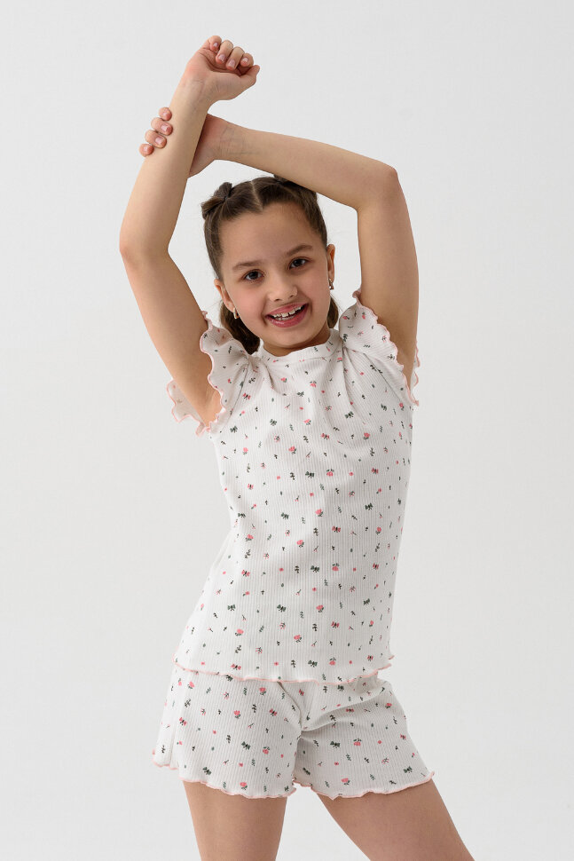 Пижама с шортами для девочки Заоблачные сны экрю