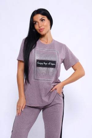 Женский костюм с брюками 65061 розовый