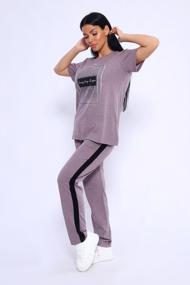 Женский костюм с брюками 65061 розовый