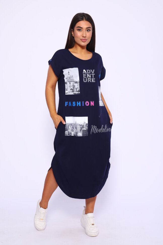 Платье женское 46650 темно-синий