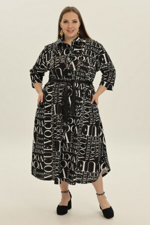 Платье- рубашка Мария черное ПГ-079-3