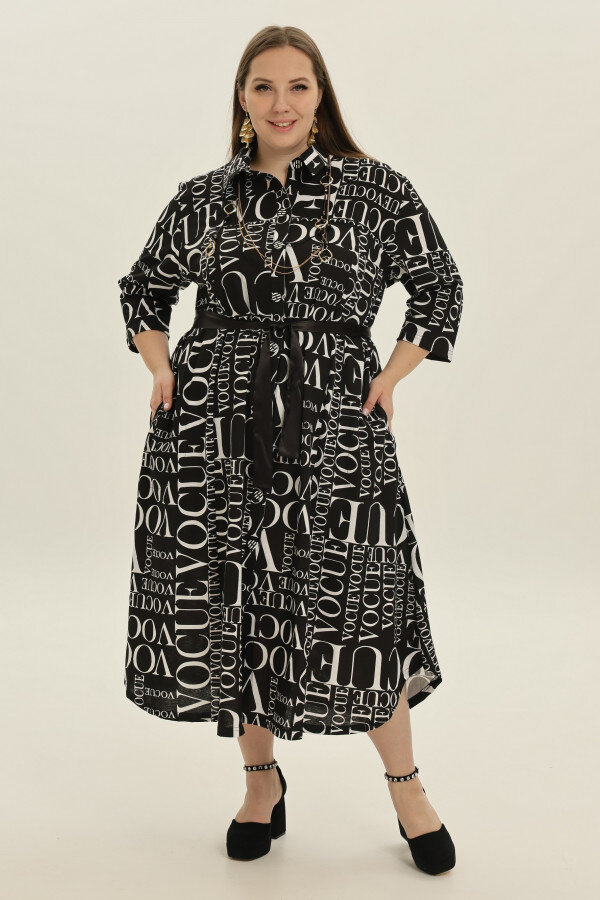 Платье- рубашка Мария черное ПГ-079-3