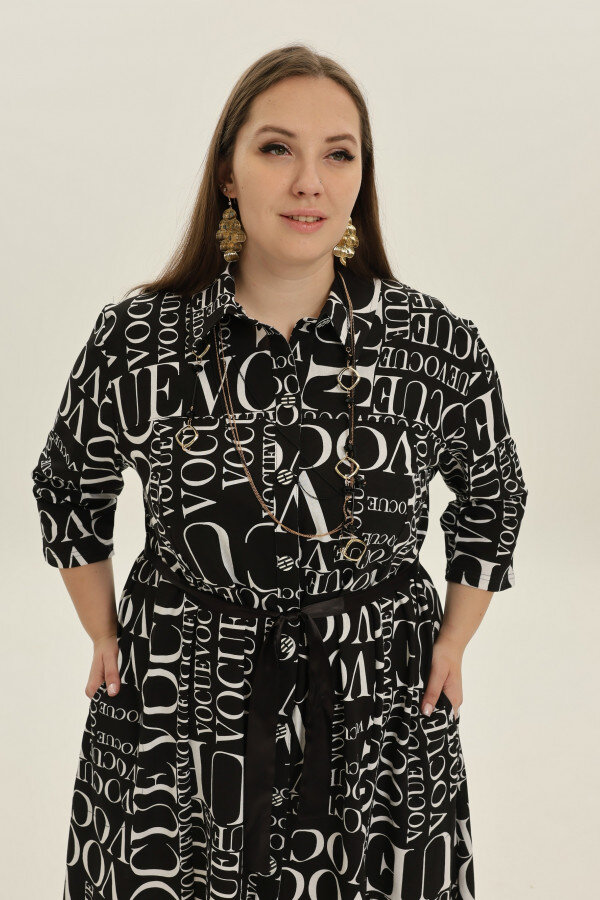 Платье- рубашка Мария черное ПГ-079-3