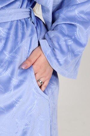 Халат велюр на запах голубой ХВ-04