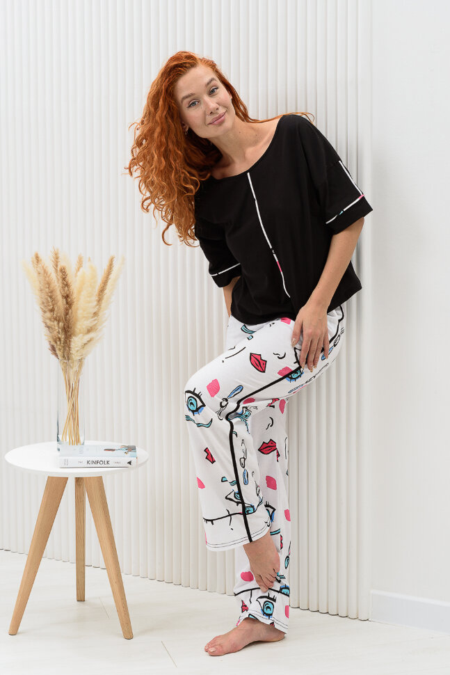 Женский костюм с брюками 8436 белый