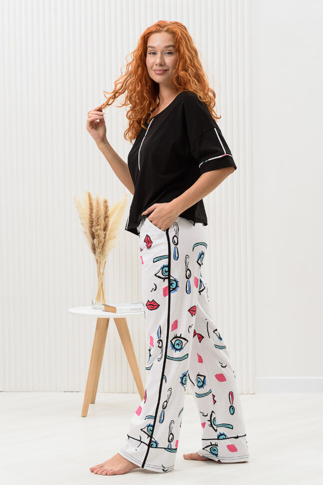 Женский костюм с брюками 8436 белый