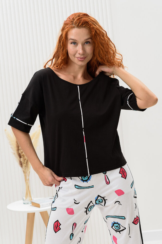 Женский костюм с брюками 8436 белый