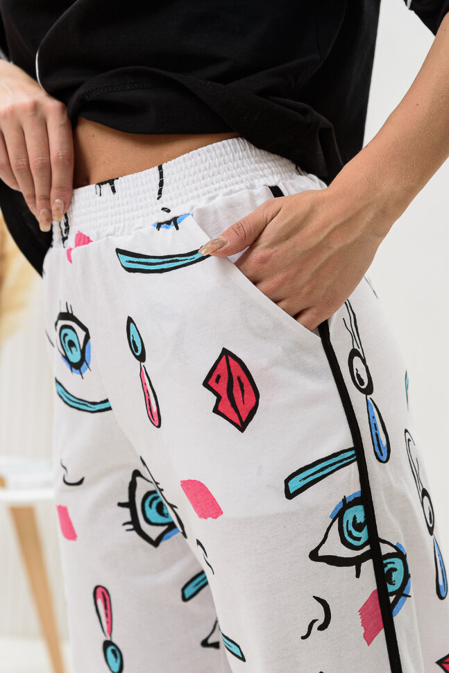 Женский костюм с брюками 8436 белый