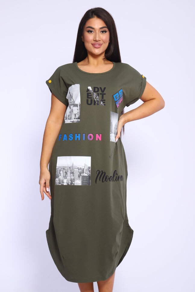 Платье женское 46650 хаки