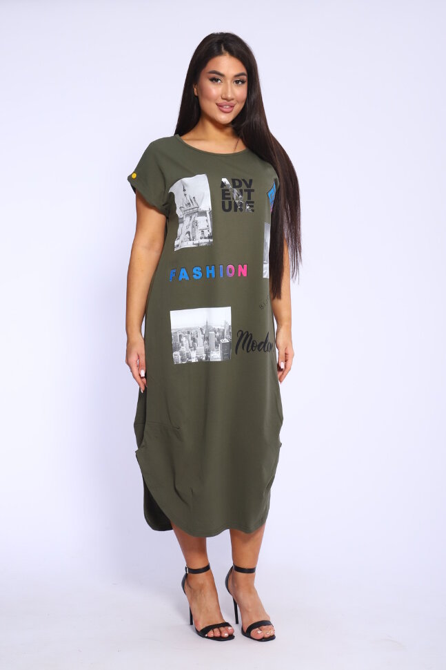 Платье женское 46650 хаки