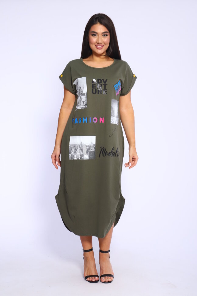 Платье женское 46650 хаки